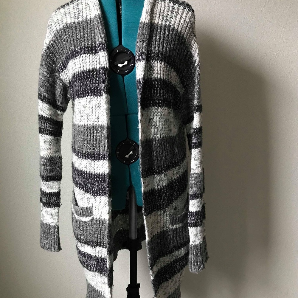Mossimo Chunky Knit Striped Cardigan Pockets